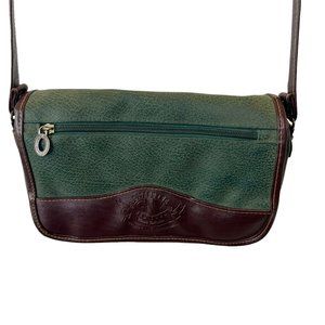 Vintage Green and Brown Leather Shoulder Bag